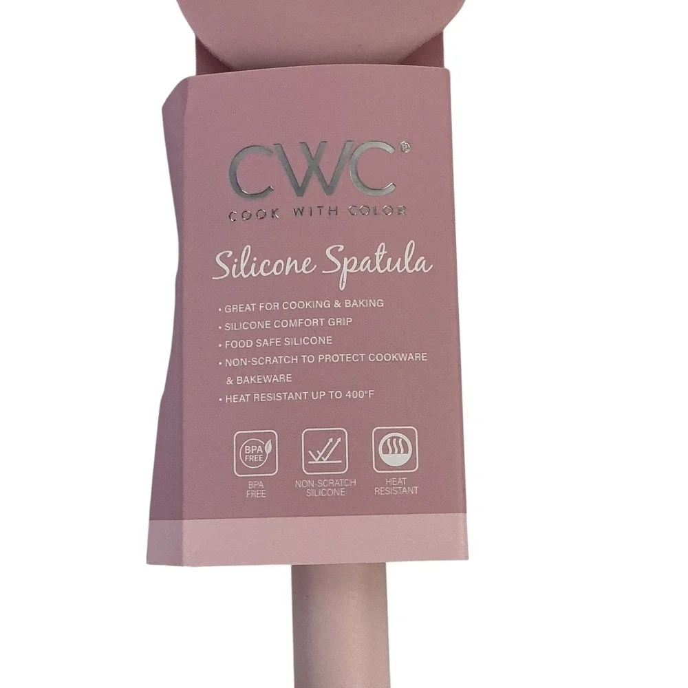 CWC Cook With Color‎ Pink Silicone Turner & Spatula Set BPA Free 450F